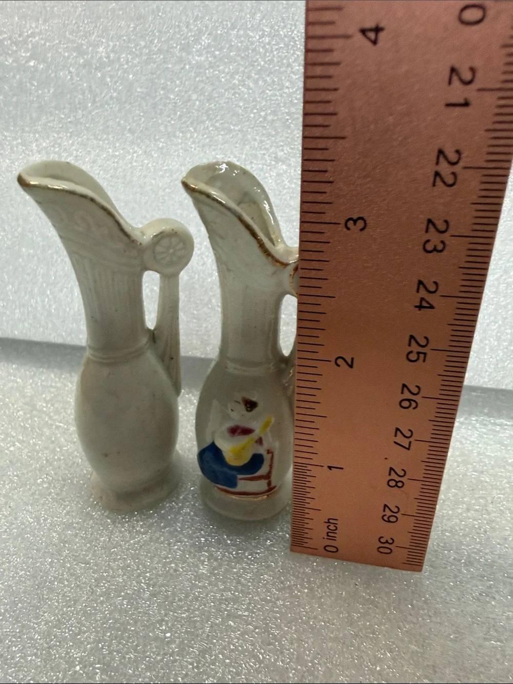 Pair of Miniature Japanese Porcelain Bud Vases Hand Painted Japan